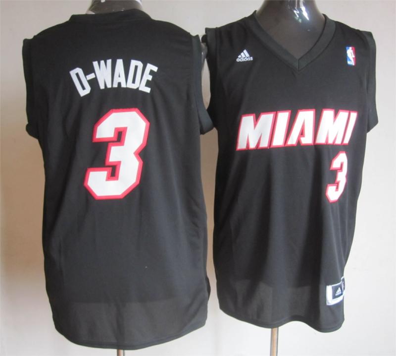  NBA Miami Heat 3 D Wade Black Road Fashion Swingman Jersey
